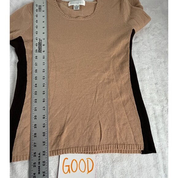Collection Fifty Nine Womens Camel Black Colorblock 100% Cashmere Sweater Medium - Picture 7 of 7